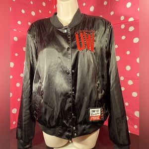 VS PINK MEDIUM BLACK UW SATIN BOMBER